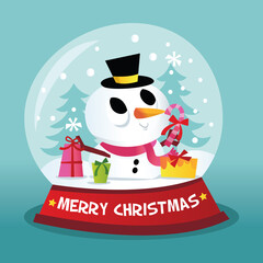 Retro Christmas Snow Man Globe