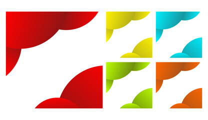 Colorful Circle Gradient Template Banner Set. Red, Blue Yellow, Green, Orange Square Background.