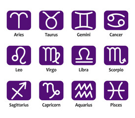 12星座のマーク、シンプルなアイコン