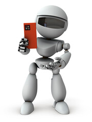 Naklejka premium スマートホンで撮影する人工知能のロボット。