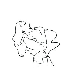 design vector oneline illustration people singing 