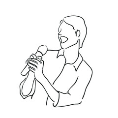 design vector oneline illustration people singing 