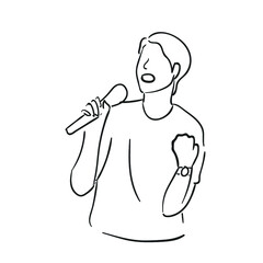 design vector oneline illustration people singing 