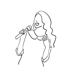 design vector oneline illustration people singing 