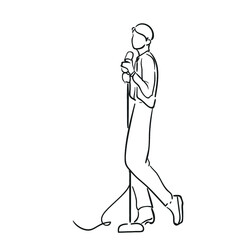 design vector oneline illustration people singing 