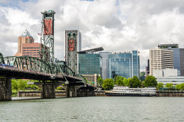 Hawthorne Bridge and downtown Portland Oregon