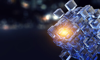 Glowing cubes. Innovation and creativity concept
