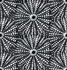 Monochrome sea urchin surface pattern for background textures and textiles.