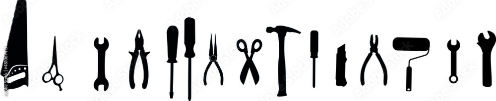 Poster tools icons set. instruments signs collection. tool simple icon