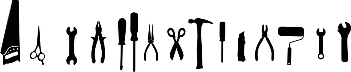 Tools icons set. Instruments signs collection. Tool simple icon