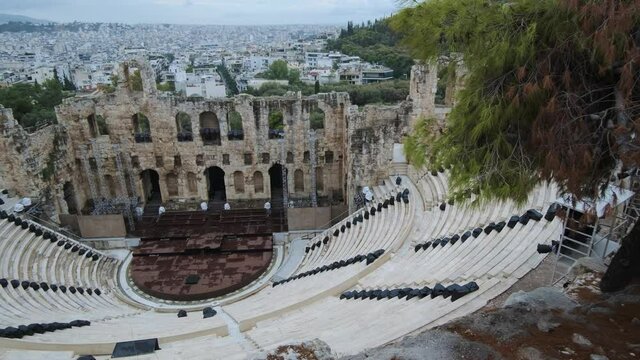 The theater of Herodion Atticus under the ruins of Acropolis, Athens, Greece.