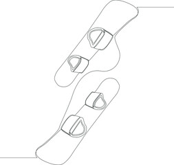 Simple continuous line drawing of attribute must wear when playing skateboard. Draw in black and white background. Winter. Winter Games. Vector illustration.