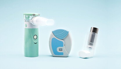Different asthma inhalers. Aerosol for inhalation, treatment of bronchial asthma, COPD....
