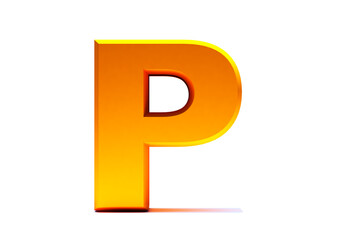 3D Rendering golden Letter P