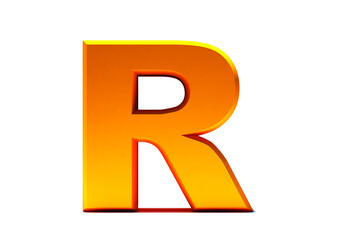 3D Rendering golden Letter r