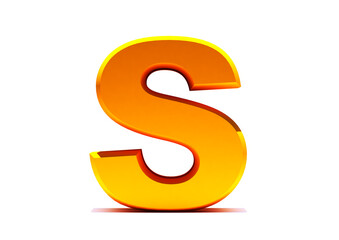 3D Rendering golden Letter s