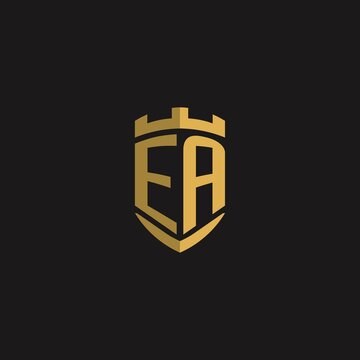 Initials EA logo monogram with shield style design