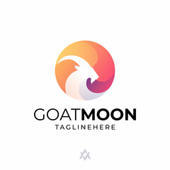 goat + moon logo combination