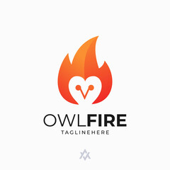 owl + fire logo combination