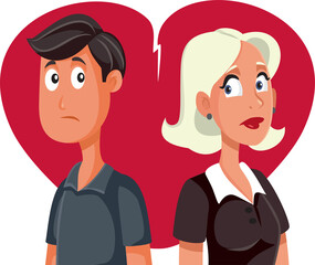 Unhappy Couple Thinking of Separation Vector Cartoon
