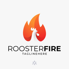 fire + rooster logo combination