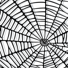 Spider web background for Halloween. Halloween dark gothic wallpaper. Outline vector illustration