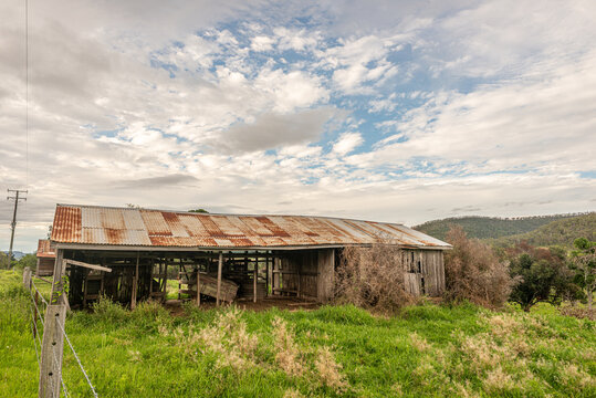 Abandoned cow shed in Australian outback