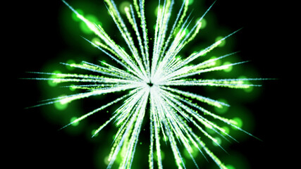 bright green fireworks. fireworks background. festive new year design