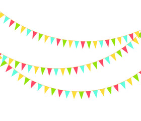 Party colorful flags. Celebration Event, Birthday, Carnival flag garlands.