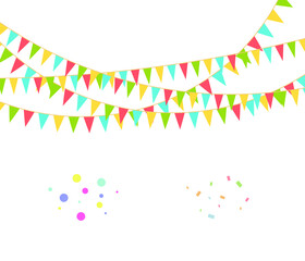 Party colorful flags. Celebration Event, Birthday, Carnival flag garlands.