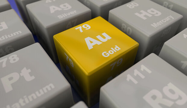 Gold Metal Rare Valuable Element Periodic Table 3d Illustration