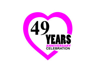 49 Anniversary celebration simple logo with heart design