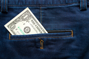  one dollar cash insert back pocket blue jean pants this image for fashion,texture