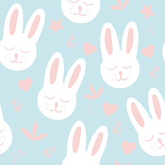 easter bunny seamless pattern hand drawn. vector, minimalism. textiles, wallpaper, wrapping paper. cute baby print in trendy colors 2022.