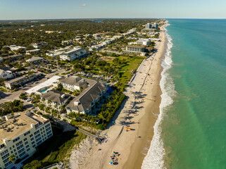 Fototapeta na wymiar Aerial shot Vero Beach hotels and condominium buildings