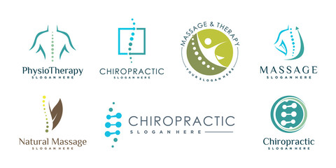Chiropractic logo with creative element concept Premium Vector