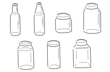 いろいろな形の瓶、ボトル