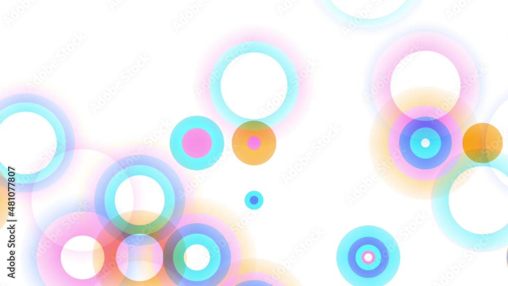 Poster animation with several circles flashing and appearing in the frame. white background