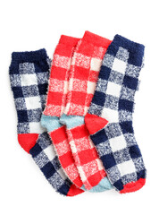 Many socks isolated on white background