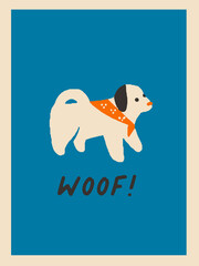 Funny dog cartoon illustration for card or poster. Vector illustration