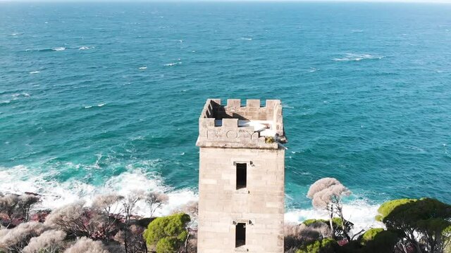 Orbiting Aerial Drone Shot of Boyd's Tower, in Ben Boyd National Park In New South Wales Next To The Town Of Eden. New South Wales, Australia