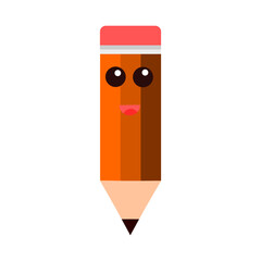 Illustration vector of cute pencil,colorful cartoon pencil, vector illustration isolated on white background. Humanized funny pencils smiling.