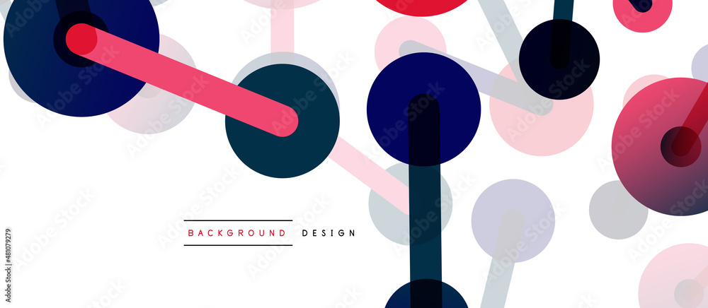Poster line points connections geometric abstract background. circles connected by lines. trendy techno bus