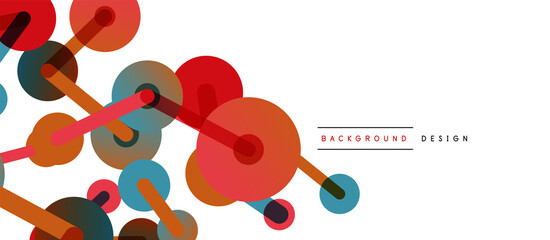 Abstract background. Round dots connected by lines. Trendy techno business template for wallpaper, banner, background or landing