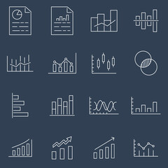 Charts and Diagrams icon set . Charts and Diagrams symbol pack vector elements for infographic web. with trend color
