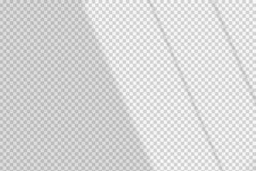 Window shadow vector overlay on transparent background. Natural scene of realistic soft lighting.