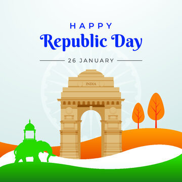 Republic Day of India, 26th January at Indian Gate Delhi Illustration