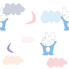 Hippo seamless pattern with animal background.Vertor illustration.