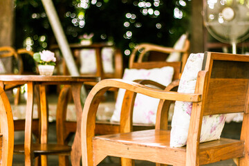 Chair With Nature Background for garden furniture mad from wooden