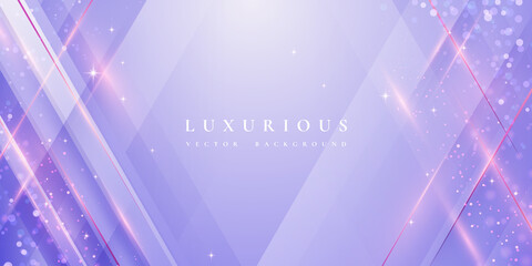 Luxurious modern purple background with shiny gold lines and blank space for promotional text.
